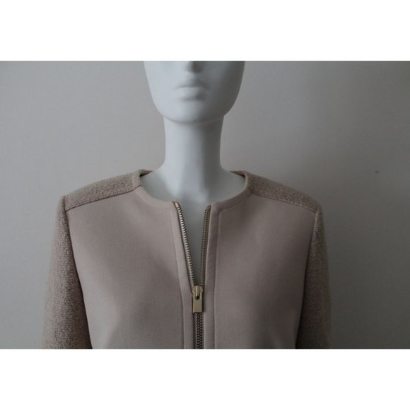 Club Monaco Faye Coat Leather Cuffs Cream Black Size Small - Picture 3 of 12